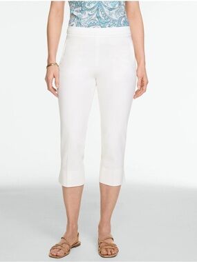 St. John's Bay Capri Cropped Pants Pull-On Stretch White 14 casual vacation cool